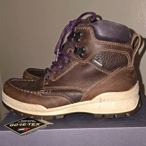 Ecco Womens Brown Leather Hiking Boots, Size 36 (5-5 1/2)